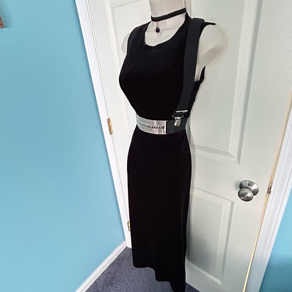 90s vintage whimsy goth black velvet maxi dress women’s size small